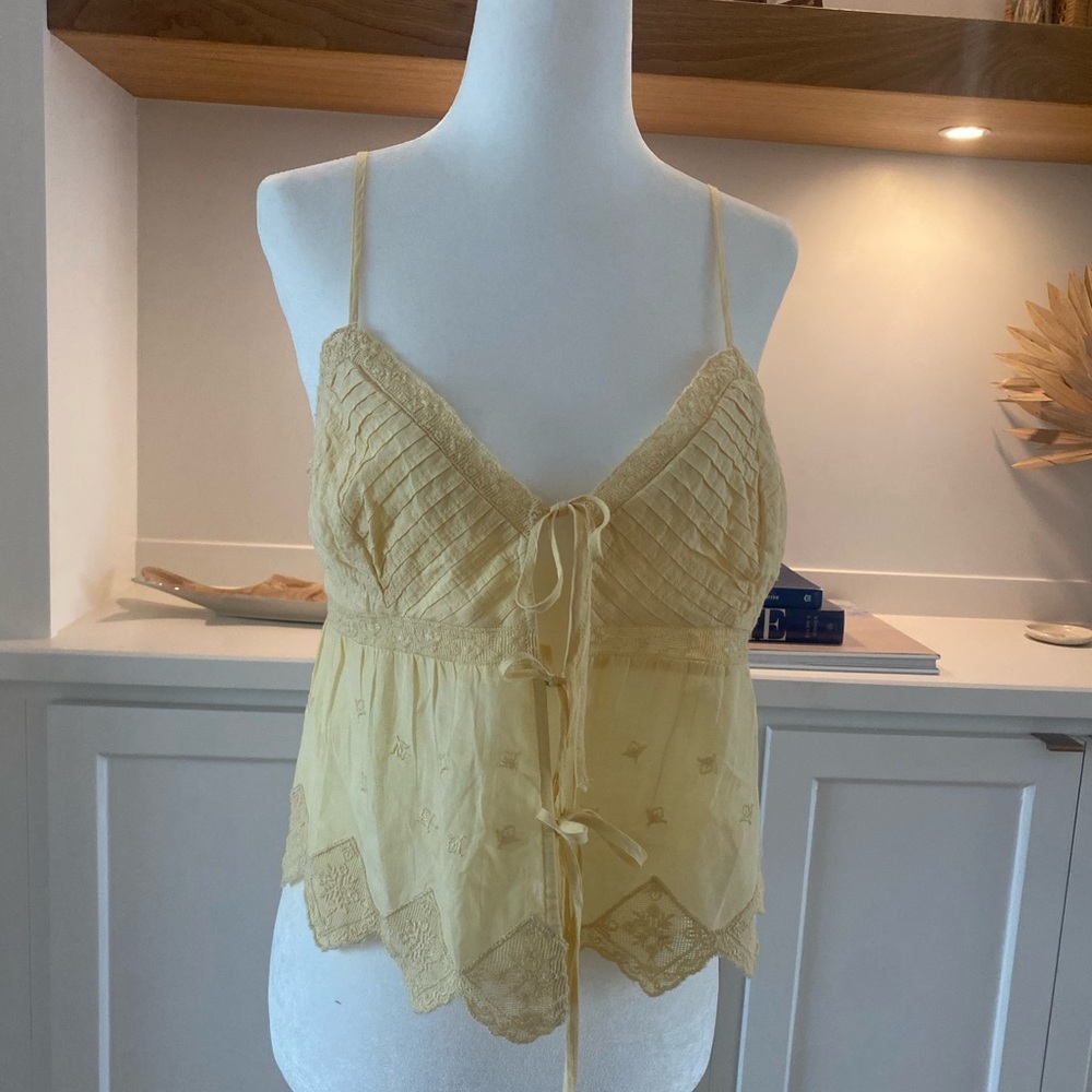 NWT Zara Yellow Lace Trim Cami Top
